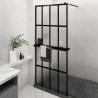 Elegant Walk-in Shower Wall with Shelf - Black 90x195 cm