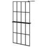 Elegant Walk-in Shower Wall with Shelf - Black 90x195 cm