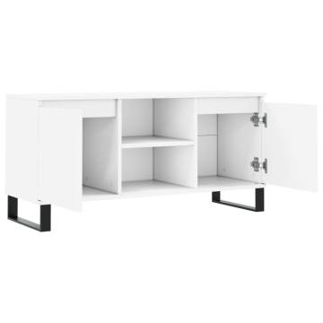 Stylish White TV Cabinet - 104x35x50 cm Engineered Wood