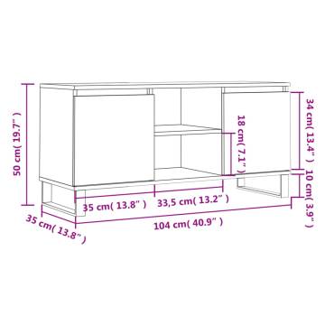 Stylish White TV Cabinet - 104x35x50 cm Engineered Wood