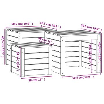 3 Piece Garden Box Set Grey Solid Wood Pine - Hipomarket