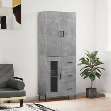 Highboard Concrete Grey 69.5x34x180 cm - Stylish Storage Solution