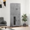 Highboard Concrete Grey 69.5x34x180 cm Engineered Wood Colour concrete grey Quantity in Package 1 Model 1 glass door 3 drawers 