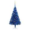 Artificial Pre-lit Christmas Tree with Ball Set Blue 150 cm PVC Colour blue and gold Size 150 x 75 cm Quantity in Package 1 Number of Branch Tips 