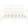 White Small Double Bed Frame with Headboard - Solid Wood