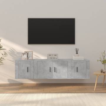 3 Piece TV Cabinet Set - Concrete Grey Engineered Wood