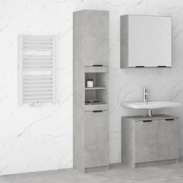 Stylish Bathroom Cabinet in Concrete Grey - 32x34x188.5 cm