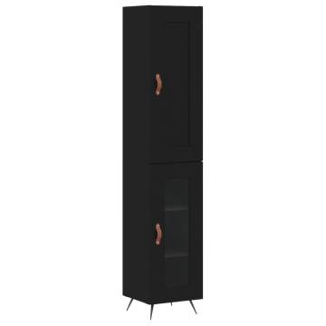 Stylish Highboard Black 34.5x34x180 cm - Engineered Wood