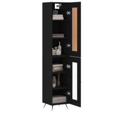 Stylish Highboard Black 34.5x34x180 cm - Engineered Wood