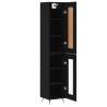 Stylish Highboard Black 34.5x34x180 cm - Engineered Wood