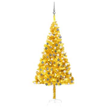 Golden Pre-lit Christmas Tree 180 cm with Ball Set - Hipomarket