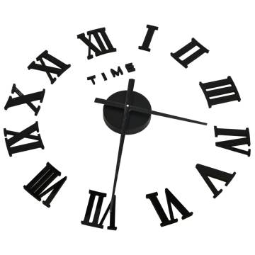 3D Wall Clock Modern Design Black 100 cm XXL | Hipomarket