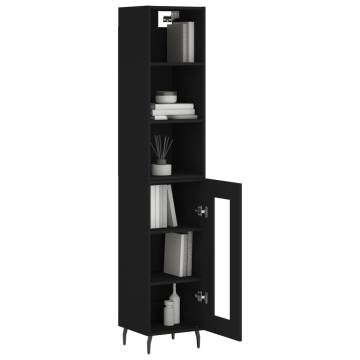 Stylish Highboard Black 34.5x34x180 cm - Hipomarket