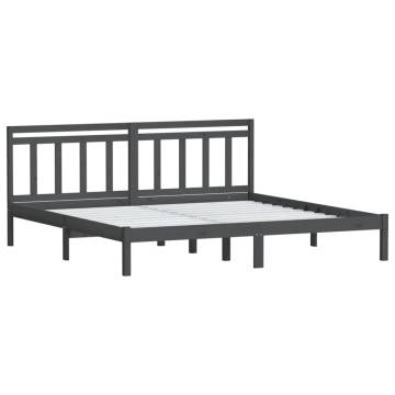 Grey Solid Wood Pine Bed Frame - 200x200 cm | HipoMarket