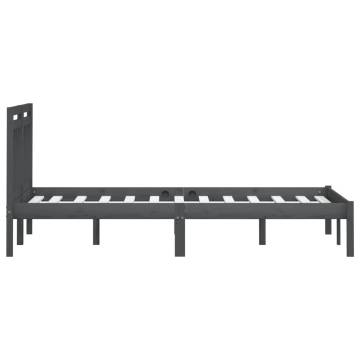 Grey Solid Wood Pine Bed Frame - 200x200 cm | HipoMarket