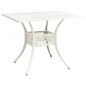 Garden Table White 90x90cm Cast Aluminium - Hipomarket