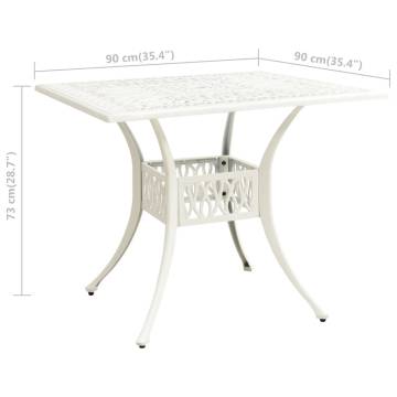 Garden Table White 90x90cm Cast Aluminium - Hipomarket