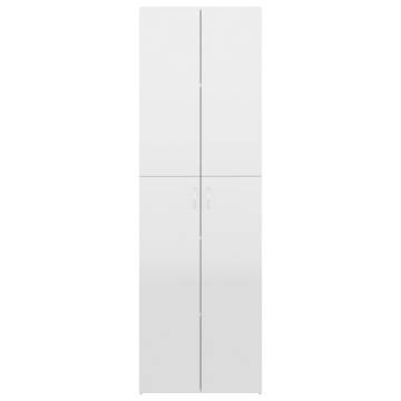 Elegant High Gloss White Office Cabinet | 60x32x190 cm