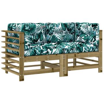 Wooden Corner Sofas with Cushions - 2 pcs Impregnated Pine