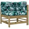 Wooden Corner Sofas with Cushions - 2 pcs Impregnated Pine