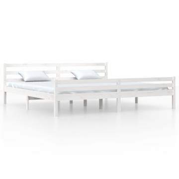 White Solid Wood Bed Frame 200x200 cm - HipoMarket