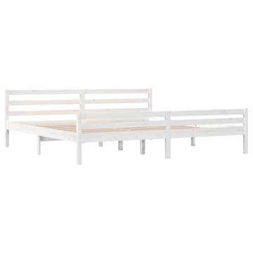 White Solid Wood Bed Frame 200x200 cm - HipoMarket