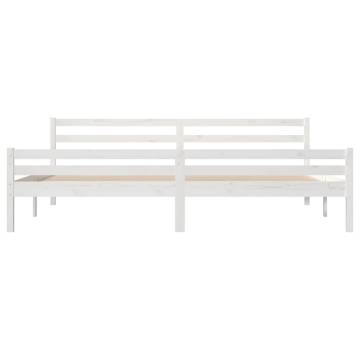 White Solid Wood Bed Frame 200x200 cm - HipoMarket