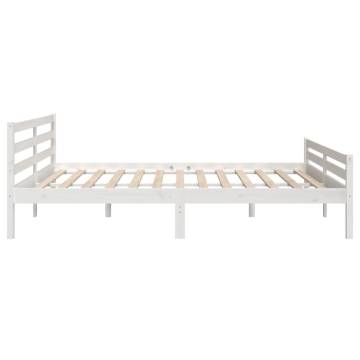 White Solid Wood Bed Frame 200x200 cm - HipoMarket