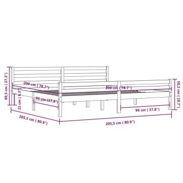 White Solid Wood Bed Frame 200x200 cm - HipoMarket