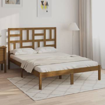 Honey Brown Solid Wood Bed Frame 120x190 cm - Modern Design