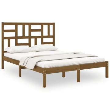 Honey Brown Solid Wood Bed Frame 120x190 cm - Modern Design