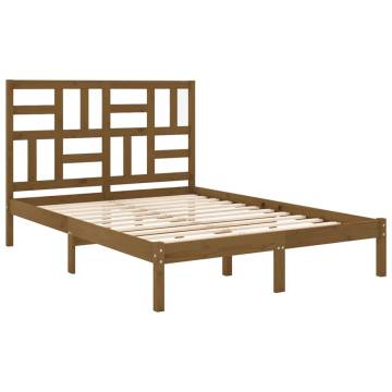 Honey Brown Solid Wood Bed Frame 120x190 cm - Modern Design