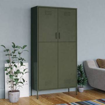 Stylish Olive Green Wardrobe - 90x50x180 cm Steel Storage