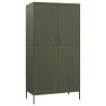 Stylish Olive Green Wardrobe - 90x50x180 cm Steel Storage