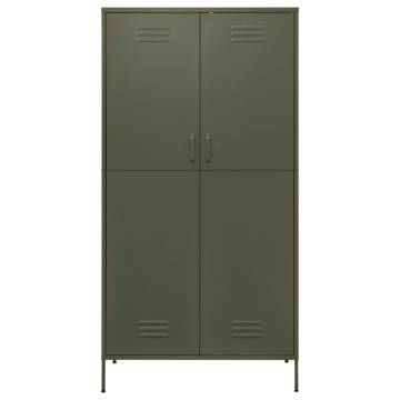 Stylish Olive Green Wardrobe - 90x50x180 cm Steel Storage