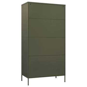 Stylish Olive Green Wardrobe - 90x50x180 cm Steel Storage