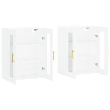 Stylish White Wall Mounted Cabinets - 2 pcs Set