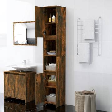 Bathroom Cabinet Smoked Oak 30x30x183.5 cm - Stylish & Spacious