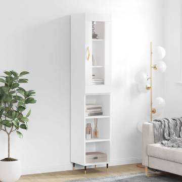 Elegant Highboard White 34.5x34x180 cm - Engineered Wood