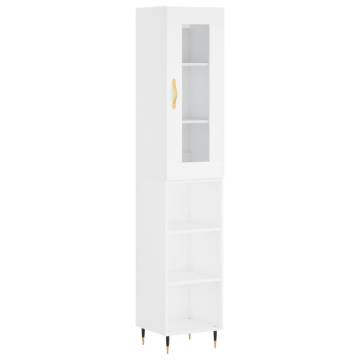 Elegant Highboard White 34.5x34x180 cm - Engineered Wood