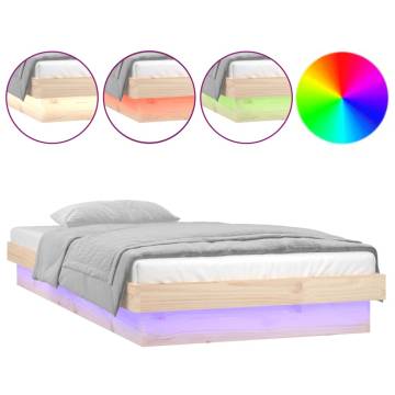 LED Bed Frame 75x190 cm Small Single - Solid Wood