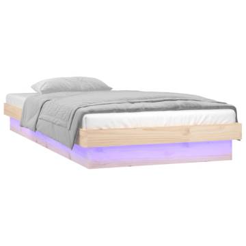 LED Bed Frame 75x190 cm Small Single - Solid Wood