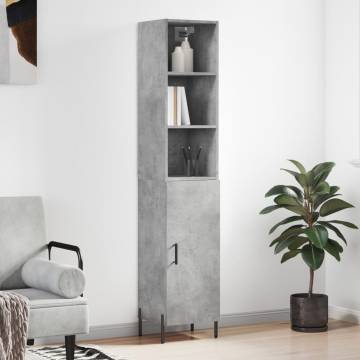 Stylish Highboard Concrete Grey - 34.5x34x180 cm