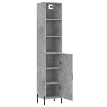 Stylish Highboard Concrete Grey - 34.5x34x180 cm