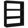 Solid Pinewood Book Cabinet/Room Divider - Black 100x30x103 cm