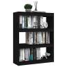 Solid Pinewood Book Cabinet/Room Divider - Black 100x30x103 cm