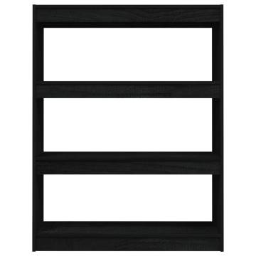 Solid Pinewood Book Cabinet/Room Divider - Black 100x30x103 cm