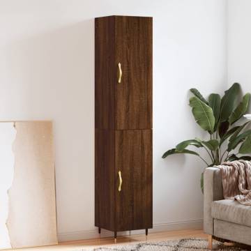 Stylish Highboard Brown Oak - 34.5x34x180 cm | HipoMarket