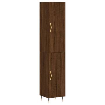 Stylish Highboard Brown Oak - 34.5x34x180 cm | HipoMarket