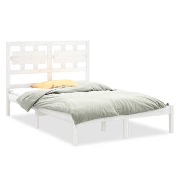 White Solid Wood Bed Frame 150x200 cm King Size - HipoMarket